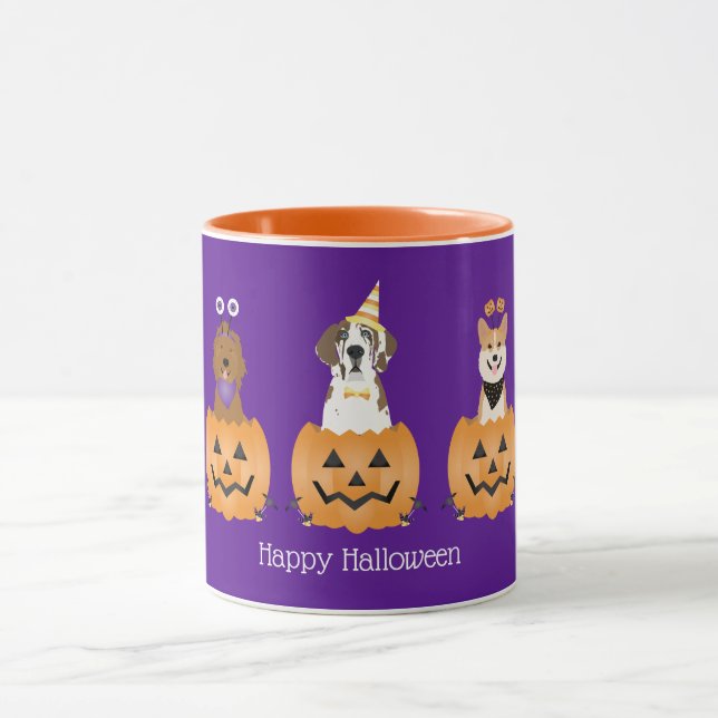 Happy Halloween Dogs In Pumpkins Mug (Center)
