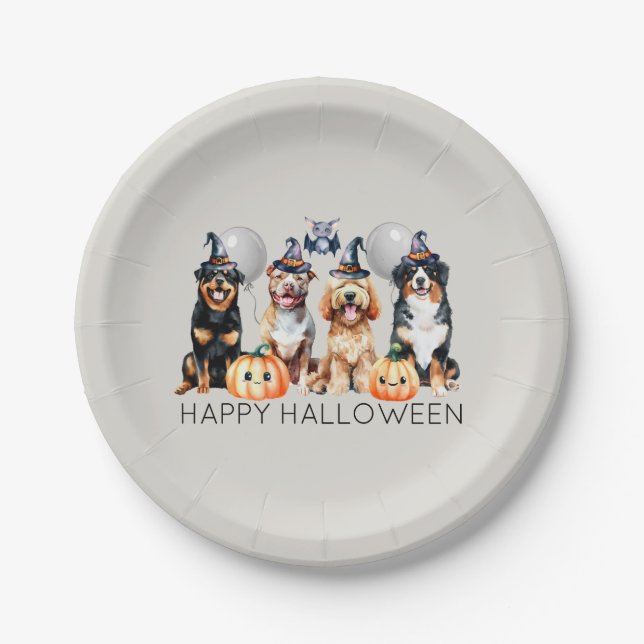 Happy Halloween Dogs Paper Plate (Front)