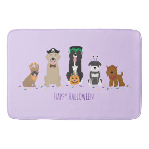 Happy Halloween Dogs Purple Bath Mat