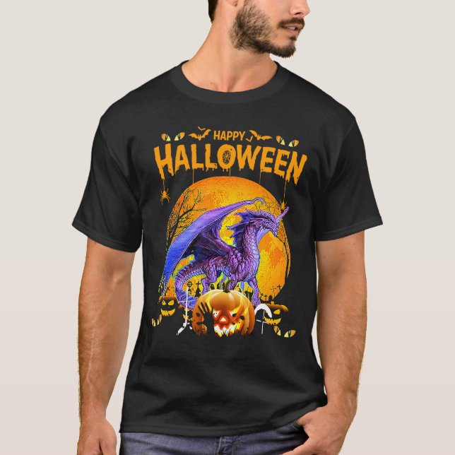 Happy Halloween Dragon Pumpkin Costumes Thanksgivi T-Shirt (Front)