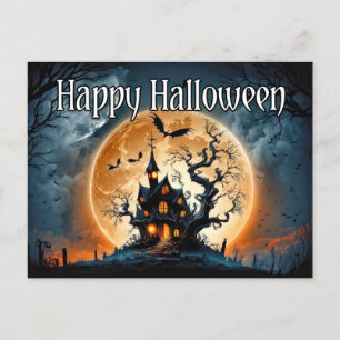 Happy Halloween   Dreadful Haunted House Postcard