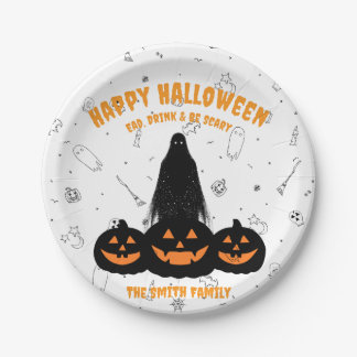 Happy Halloween "Drink, Eat, and Be Scary" Party P Paper Plate