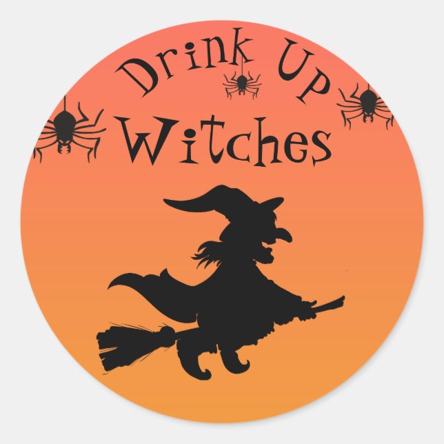 Happy Halloween Drink Up Witches Classic Round Sticker (Front)