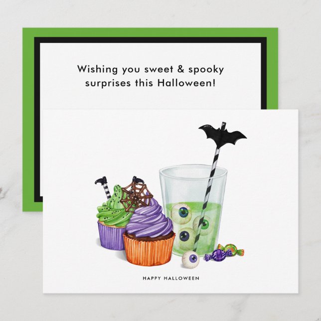 Happy Halloween Drinks & Desserts Holiday Card (Front/Back)
