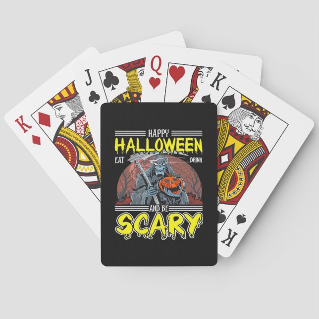 Happy Halloween Eat Drink And Be Scary Cool  Playing Cards (Back)