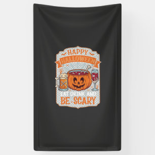 Happy Halloween Eat Drink Be Scary Pumpkin Cauldro Banner