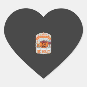 Happy Halloween Eat Drink Be Scary Pumpkin Cauldro Heart Sticker
