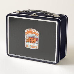 Happy Halloween Eat Drink Be Scary Pumpkin Cauldro Metal Lunch Box