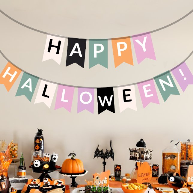 Happy Halloween Elegant Pastel And Black Colour  Bunting (Creator Uploaded)