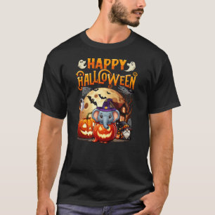 Happy Halloween Elephant Cosplay Witch In Carved P T-Shirt