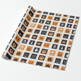  Happy Halloween Emoji for Kids Wrapping Paper