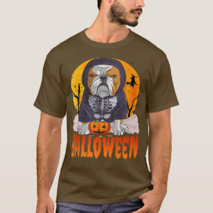 Happy Halloween English Bulldog Pumpkin Witch T-Shirt