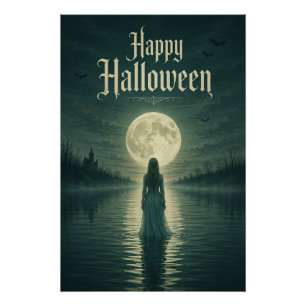 Happy Halloween Ethereal Gothic Moonlight Silhouet Poster