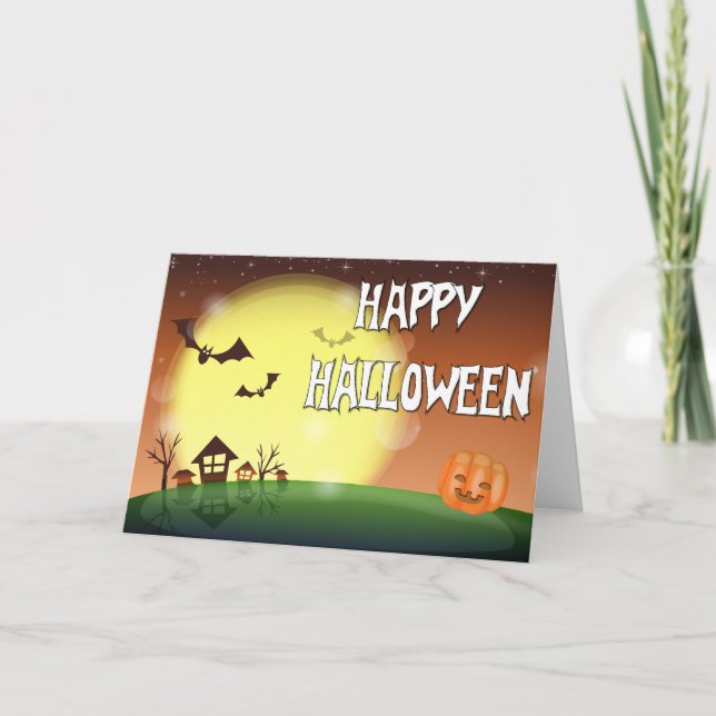 Happy Halloween Evening Sky Card (Front)