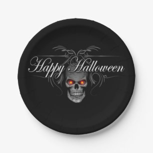 Happy Halloween Evil Skull Paper Plate