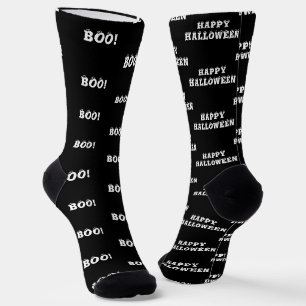 Happy Halloween Eyeballs Boo Black Socks
