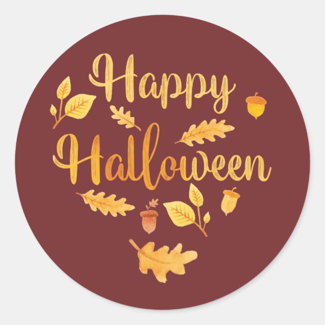 Happy Halloween Fall Leaves Stickers (Front)
