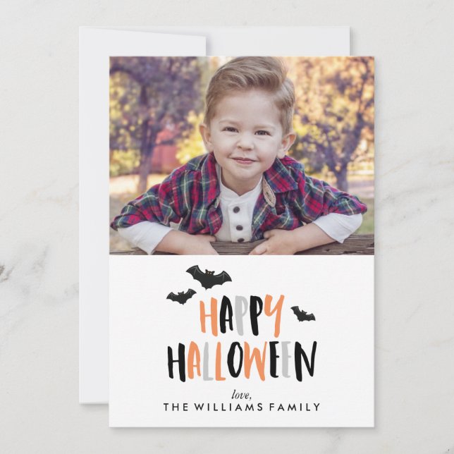 Happy Halloween Family Photo Card (Front)