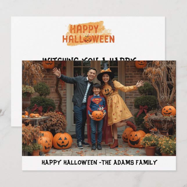 Happy halloween family photo card, halloween (Front/Back)