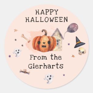 Happy Halloween Family Treats Custom Party Classic Round Sticker