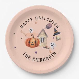 Happy Halloween Family Treats Custom Party Paper Plate