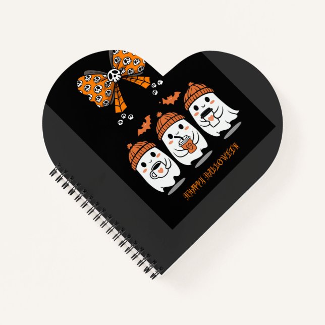 Happy Halloween – fantômes café mignons Notebook (Front)