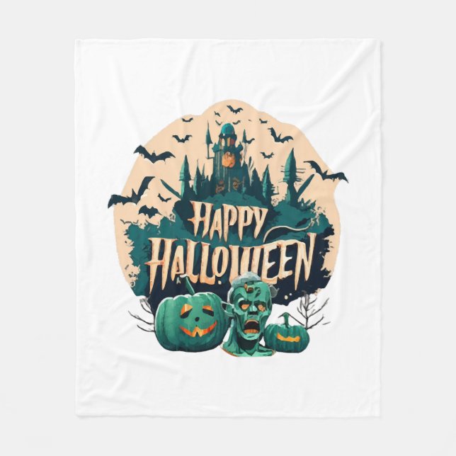 Happy Halloween Fleece Blanket (Front)