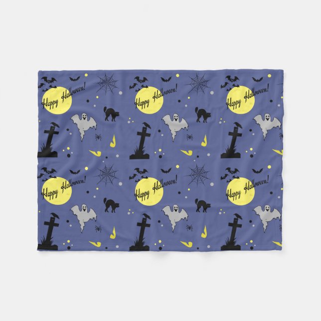 Happy Halloween Fleece Blanket (Front (Horizontal))