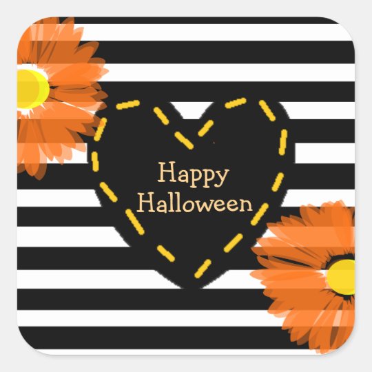 Happy Halloween Floral Heart Stickers