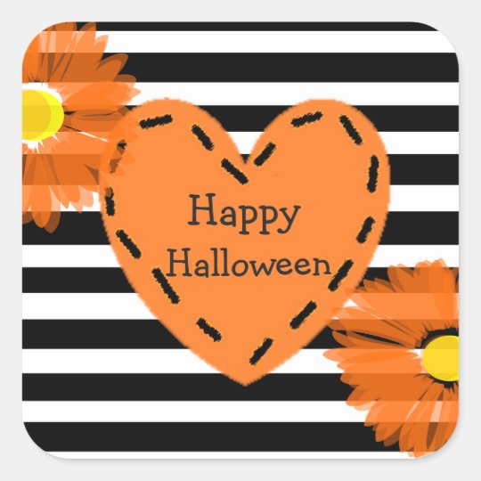 Happy Halloween Floral Heart Stickers