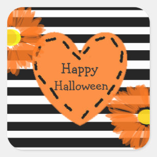 Happy Halloween Floral Heart Stickers