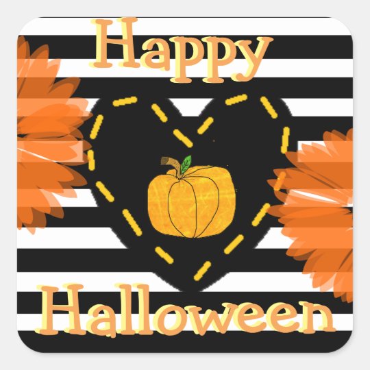 Happy Halloween Floral Heart Stickers