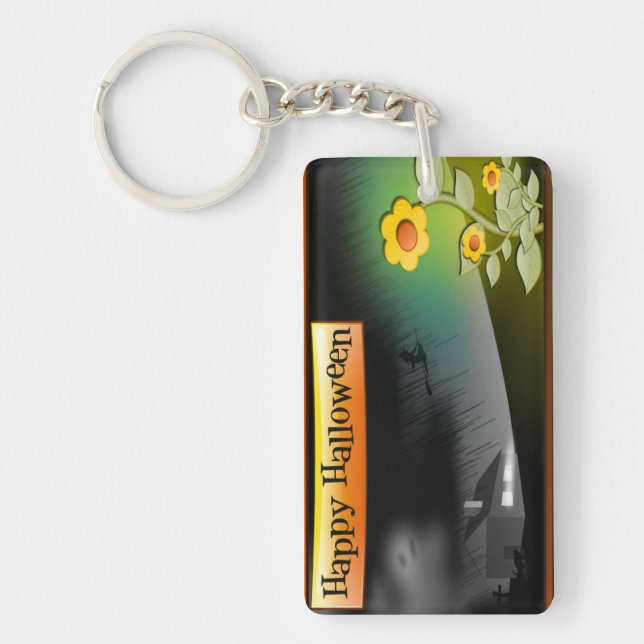 Happy Halloween & Flowers - Key Ring (Front)