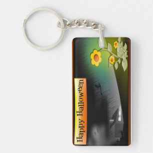 Happy Halloween & Flowers - Key Ring