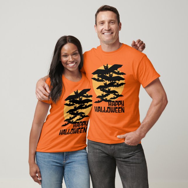 Happy Halloween Flying Bat T-Shirt (Unisex)