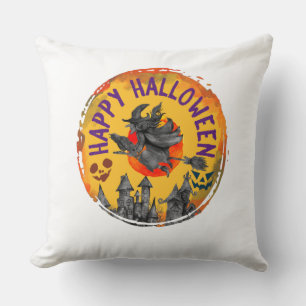 Happy Halloween – Flying Witch, Spooky House Cushion