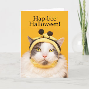 Happy Halloween For Anyone Cat in Bee Cosutme  Holiday Card