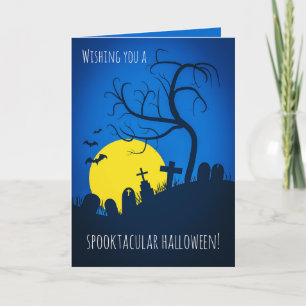 Happy Halloween For Anyone Creepy Cemetery Holiday Card