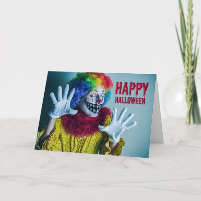 Happy Halloween For Anyone Creepy Clown Humour  Holiday Card (Front)