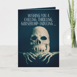 Happy Halloween For Anyone Creepy Skeleton Photo Holiday Card