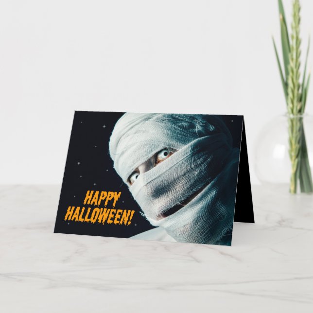 Happy Halloween For Anyone Mummy Humour  Holiday Card (Front)