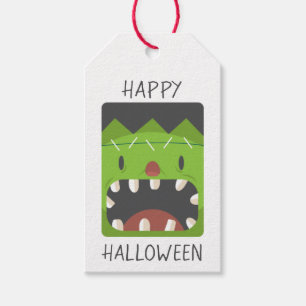 Happy Halloween Frankenstein Monster Face Gift Tags