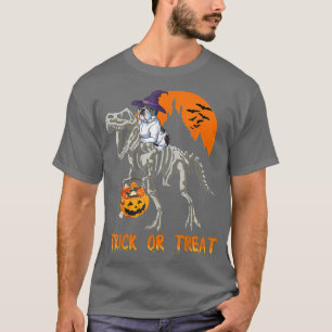 Happy Halloween French Bulldog Riding Skeleton Din T-Shirt