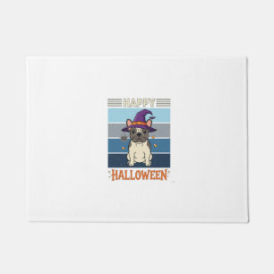 Happy Halloween French Bulldog Witch Spider Web Ca Doormat