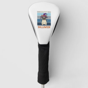 Happy Halloween French Bulldog Witch Spider Web Ca Golf Head Cover