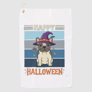 Happy Halloween French Bulldog Witch Spider Web Ca Golf Towel