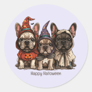 Happy Halloween French Bulldogs Classic Round Sticker