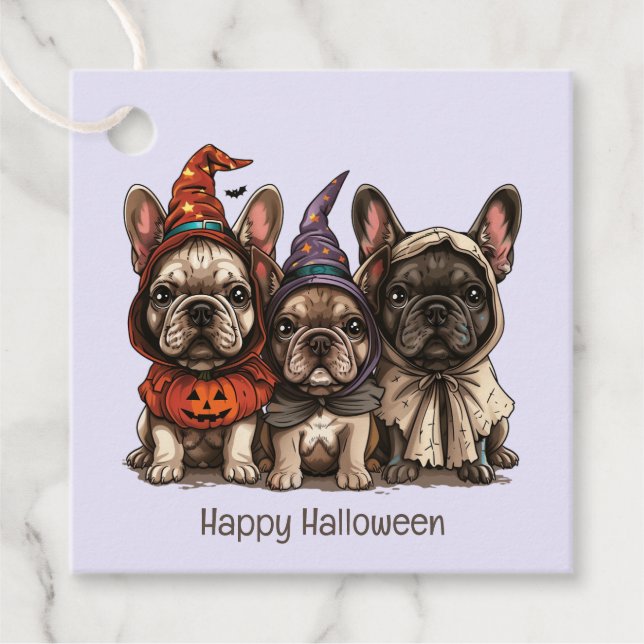 Happy Halloween French Bulldogs Favour Tags (Front)
