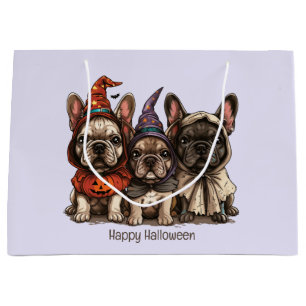 Happy Halloween French Bulldogs Large Gift Bag
