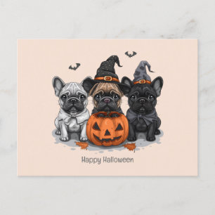 Happy Halloween French Bulldogs Postcard